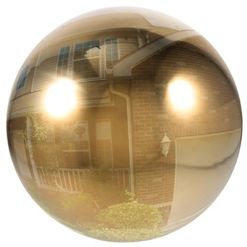 Gogogmee Reflektierende Edelstahlkugel Gartenkugel Teichkugel 250mm Groß Hohl Poliert Goldfarben Spiegelkugel Für Innen Und Außenbereich Dekoration