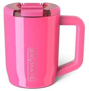 BrüMate Müv - 15oz 100% Leak Proof Insulated Coffee Mug with Handle & Lid - Stainless Steel Coffee Travel Mug - Double Walled Coffee Cup (Neon Pink)