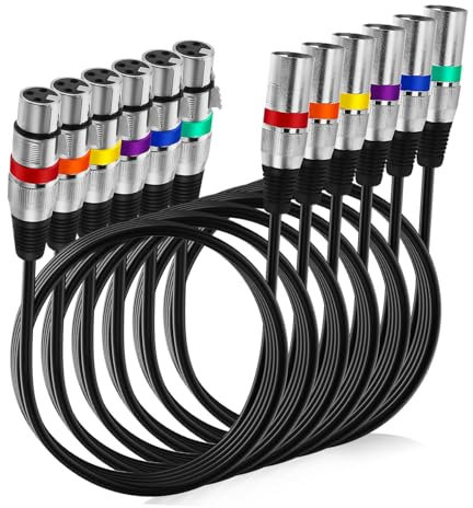 BESTonZON 6pcs Double Shielded Wire XLR Cable Male to Female Balanced Audio Cord for Professional Use