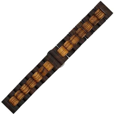 HBGRVCKS Uhrenarmband aus Holz, 20 mm, 22 mm, Sandelholz-Uhrenarmband, geeignet for traditionelle oder Smartwatch-Ersatz-Uhrenarmband, Unisex-Uhrenarmband(Black and yellow,22mm)