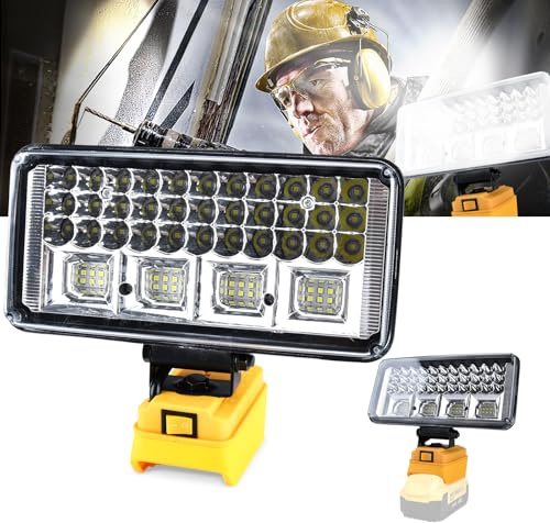 Moorstdel Cordless LED Work Light with Two USB Port for Dewalt Torch, Compatible with Dewalt 18V 20V Lithium Battery, 90W 5500LM, Flashlight for Hiking, Camping (No Battery)