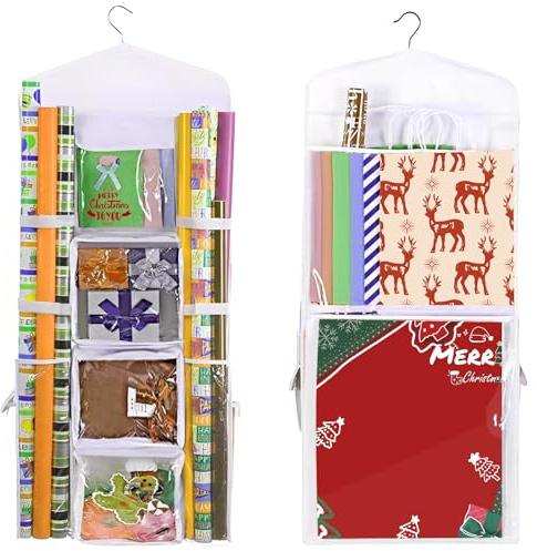 Doppelseitige Hängende Geschenktüte Zum Aufhängen, 41 X 102 CM Weiß Geschenkpapier Aufbewahrung Organizer Geschenkpapier Organizer