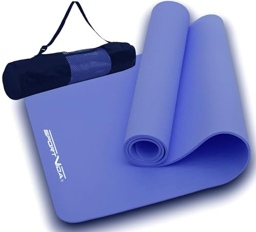 SportVida Yoga Matte Rutschfest TPE Matte, für zu Hause oder draußen Training mit Bezug, Sportmatte, Fitnessmatte, 6 mm, 5 Farben (BLAU)