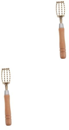 MAGICLULU 2 Piezas cepilladora de Escamas de Pescado Pinza Equipo alicates de Cocina y Tirador Madera Mango de Madera raspador de Escamas de Pescado Limpieza de peladora de Pescado latón