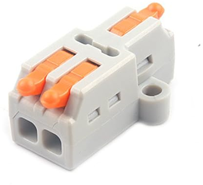 JOYELEC 20 Stück Verbindungsklemmen, D1-2 Schnellverbinder, 1 Eingang, 2 Ausgänge, Leiter, kompakt, Kabelverbinder, 0,08-2,5 (4,0) mm², 250 V, 32 A, mit Steuerhebel, 20 Stück