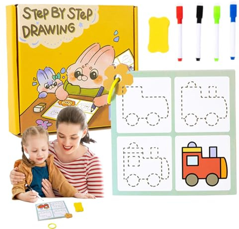 Écrivez et effacez le livre pour l'enfant, les classeurs secs d'âge préscolaire | Livre de dessin facile pour les âgés de 3 à 5 ans | Natation de peinture en papier, livre de
