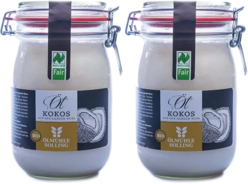 Ölmühle Solling Bio & Naturland Fair Kokosöl im Bügel-Glas 1000ml (Packung mit 2)