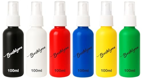 Textil-Sprühfarben Set – Stoffmalfarben für T-Shirts & DIY: Schwarz, Weiss, Rot, Blau, Gelb, Grün – Wasserfest & ideal für Tie-Dye (6 Farben x 100ml)
