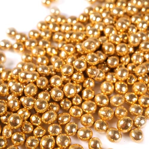 Streuselheld Crispy Schokokugeln Gold Metallic 6mm 80g Schokoladenstreusel | Goldene Streusel Perlen als glänzendes Topping für Torten, essbare Zuckerstreusel als Deko für Muffins, Cupcakes und Kuchen