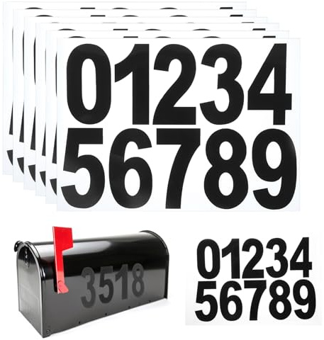 PATIKIL Reflective Mailbox Numbers for Outside, 6 Pcs 2 Inch Waterproof Number Stickers 0-9 Self-Adhesive Tabs for Mailbox Signs House Cars Door Address, Black