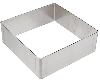 SMASOLO Anello Per Mousse in Acciaio Inossidabile Quadrato 20 Cm, Stampo Per Torta Resistente Alte Temperature, Accessorio Pasticceria Per Dolci e Dessert Fai Da Te