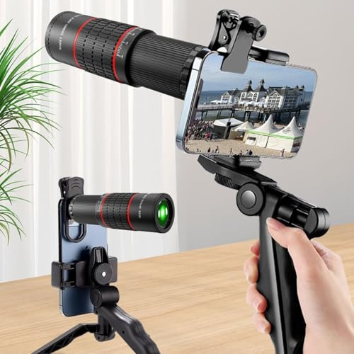HomeVortex 22X Teleobjektiv für Smartphones HD Zoom Objektiv mit Stativ Stabilisator Kompaktes tragbares Design Kompatibel mit den meisten Handys für Reisen Outdoor Fotografie