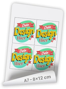 DTF-Transfer Bügelfolie personalisierbar – Bügelfolie für Textildruck mit Wunschtext oder Bild – Transferfolie, Bügelbild Druckbogen zum T-Shirt Hoodie bedrucken (8 x 12cm - A7)