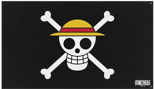 ABYSTYLE – Drapeau ONE PIECE – Produit Officiel – Tissu Résistant – Accessoire Décoratif Collector (Noir et blanc)
