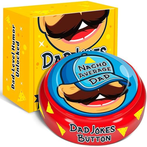 Father’s Gift — Dad Joke Talking Button — 120+ Funny Jokes — Funny Gag Gifts for Christmas, Stocking Stuffers, White Elephant, Dad Birthdays — Last Minute Gifts for Dad, Husband, Grandpa (Cherry Red)
