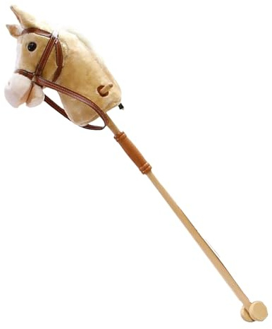 Sionhiuo Steckenpferd | Kuscheliges Steckenpferd Mit Holzrädern Für Kleinkinder | Mit Sound Für Kinder Rollenspiel Zuhause Innenbereich Kindergarten Cowgirl Weihnachten Geburtstag
