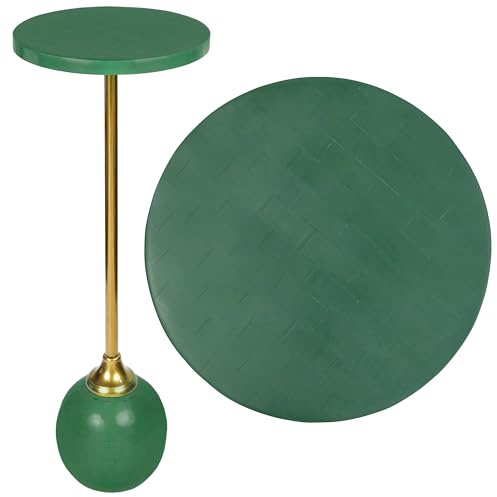 JONATHAN Y END1005C Evelyn 26 Modern Glam Metal/Resin Mosaic Top Pedestal Drink Table and Decorative End Table for Living Room, Bedroom, Office, Bathroom, Green/Gold
