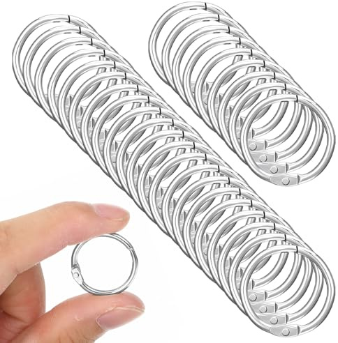 LIQWEI 30 Stück Buchringe, 30mm Buchbinderinge Metall Ringe Binderinge Loseblatt Verbinder Ringe Für Scrapbook Album Karteikarten Notizbuch