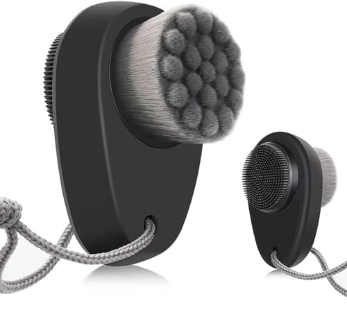 DOKRIN Brosses nettoyantes manuelles pour le visage,Pinceaux pour le visage,Brosse nettoyante visage manuelle double face en silicone à poils souples pour un nettoyage en profondeur des pores