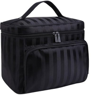 Waschtasche Lattice Big Kosmetiktasche for Damen, gestreift, wasserdicht, professionelles Kulturbeutel-Set, Wash Necessaire, Reise-Organizer, Make-up-Box(Stripe Black)