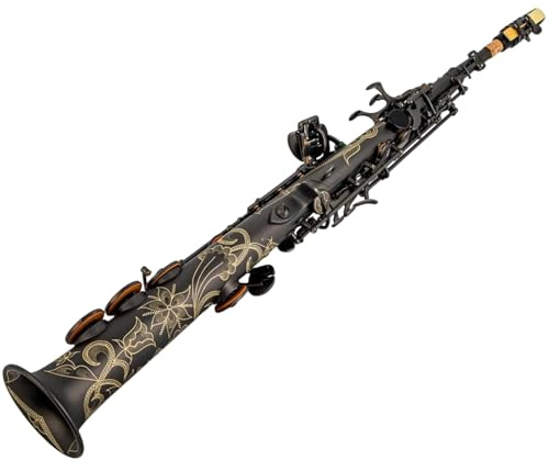 Saxophone Sopransaxophon Schwarz Vernickelt Gerades Rohr B-Klappe Instrument Mit Hartschalenkoffer