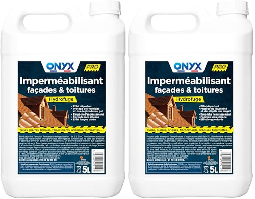 Onyx Professionnel - Imperméabilisant Hydrofuge Façades et Toitures, Supports Poreux - Effet Déperlant, Protection Longue Durée - Fabrication Française - 5L (Lot de 2)