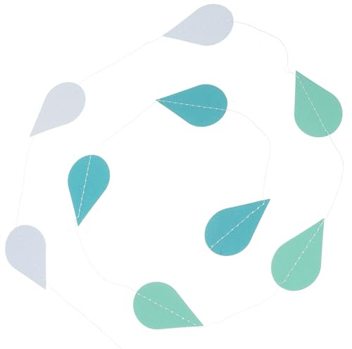 BAZEITFLOW Striscione Gocce di Pioggia di Carta Appese a 4 Fili Decorazione Festa Compleanno e Matrimonio Bandierine Pendenti Sfumatura Blu per Interni ed Esterni Adatto per Shower e