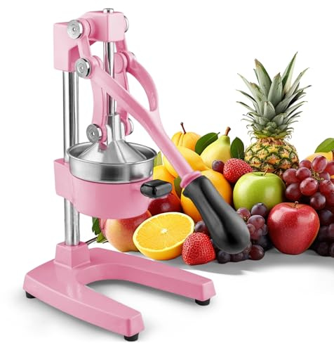 Kitchen Cast-Iron Orange Juice Squeezer - Easy-to-Clean, Professional Citrus Juicer - Durable Stainless Steel Lemon Squeezer - Sturdy Manual Citrus Press & Orange Squeezer (Pink)