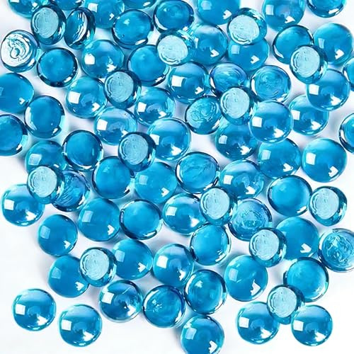Ezitruz Glasnuggets Blau, 1600 g Glassteine, Muggelsteine Glas 17-19 mm, Vasenfüllsteine, Dekorative Glassteine, Künstliche Kristallsteine für DIY Vasen Aquarium Blumentopf Deko(ca. 350 STK)