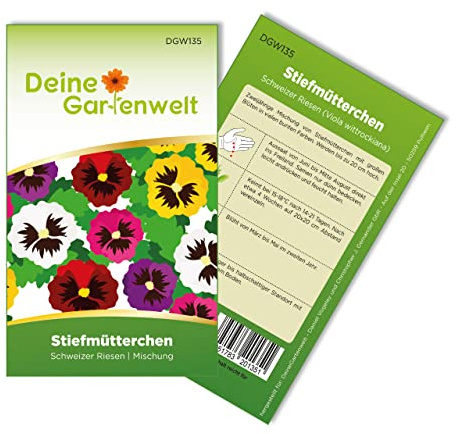 Stiefmütterchen Schweizer Riesen Mischung Samen - Viola wittrockiana - Stiefmütterchensamen - Blumensamen - Saatgut für 50 Pflanzen – 3er Pack