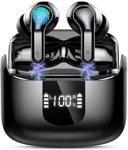 Wireless Headphones, 6D-Stereo Bluetooth 5.4 Earbuds, Deep Bass Ear Buds | 50+Hrs ENC Noise Cancelling Earphones in Ear, USB-C Fast Charging, IP-X7 Waterproof, 3g Headset for Sport Android iOS