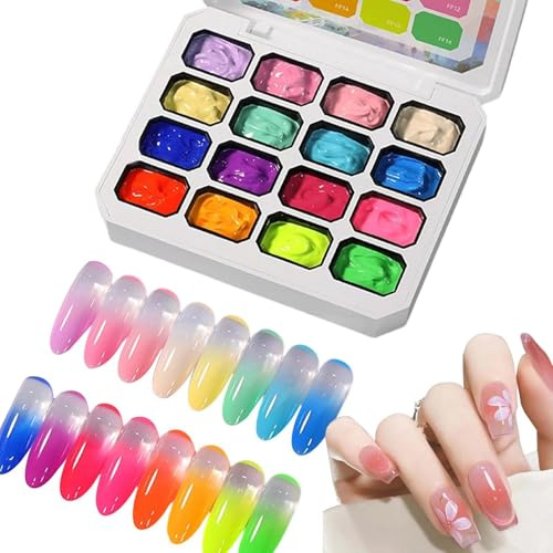 Smalto per Unghie in Gel Set Manicure con 16 Colori a Tampone | Kit Manicure Professionale per Uso Domestico, Salone, Festa, Viaggio, Principianti, Donne