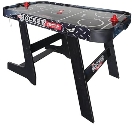 Tavolo Air Hockey Metal Verticale. Tavolo pieghevole da hockey. Air mini con ventola 12V. Tavolo air hockey salvaspazio. Misure 121x60x76cm. 2 manopole e 2 dischi inclusi. Con segnapunti integrato.