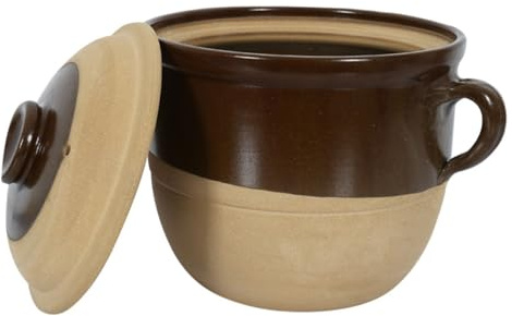 GALPADA Cazuela de Barro de Loza Calentamiento Uniforme y Superficie Antiadherente de 2l Doble Asa, Olla Multifuncional para Cocina Doméstica