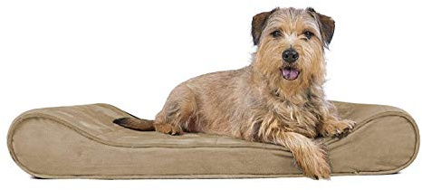 FurHaven Letto ortopedico per cani di taglia grande/media con fodera rimovibile lavabile, per cani fino a 17,2 kg, materasso in microvelluto Luxe Lounger Contour - argilla, grande