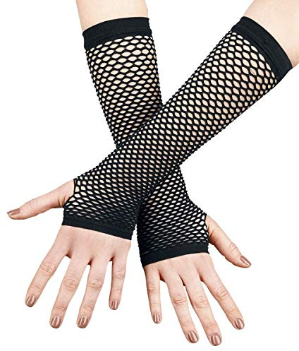 Gothicana by EMP Damen schwarze Netzhandschuhe fingerlos mit Daumenloch - sehr elastisch