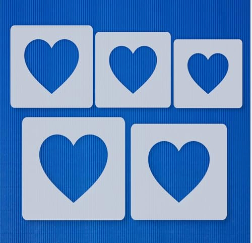 Schablonen Set ● 5 einzelne Herzen ● 1 cm, 2cm, 3cm, 4cm, 5cm groß