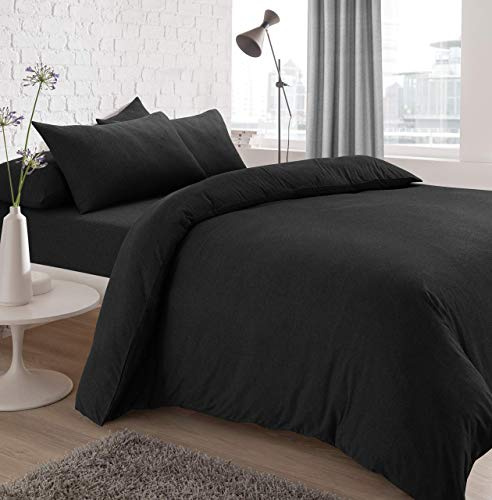 Sleepdown Set copripiumino in jersey melange, facile da pulire, non stirare, tinta unita, con federa, colore: antracite