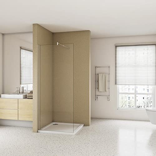 Mamparas de Ducha Frontales Puerta Fijo WALK IN Antical 8mm Cristal Barra 70cm-120cm 110x200cm