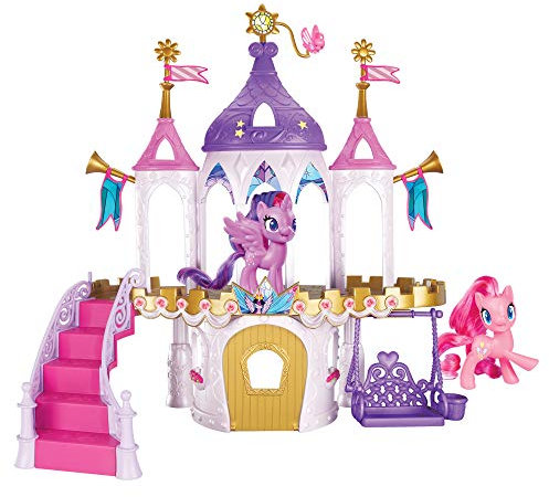 My Little Pony E9919 Freundschaftsschloss Spielset inklusive Twilight Sparkle und Pinkie Pie, Ponyfiguren mit kämmbaren Haaren und 16 Accessoires, 7,5 cm