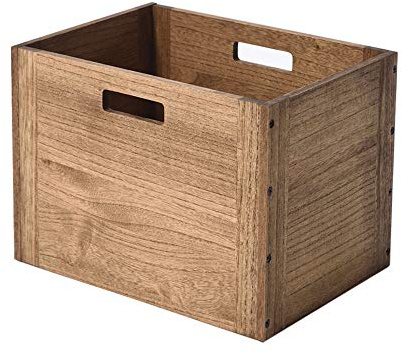 KIRIGEN Stackable Wood Storage Cube /Basket/ Bins Organizer for Home Books Clothes Toy Modular Open Cubby Storage System - Office Cubical Bookcase Closet Shelves C26-DBR