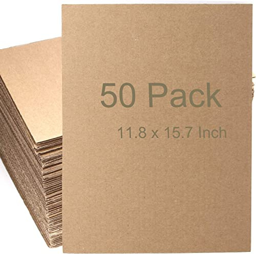 ZOENHOU 50 PCS 11.8 x 15.7 Inch Brown Corrugated Cardboard Sheets, Single Wall Cardboard Inserts, Flat Separators, Packing Paper Sheets for Mailing, DIY Crafts, Art Projects