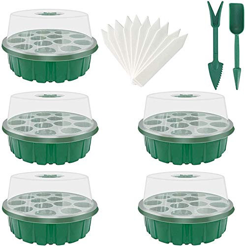 Zimmergewächshaus Anzuchtkasten Anzuchtschalen Anzucht Set Mini Gewächshaus Anzüchten von Pflanzen Setzling Starter Tabletts für Haus Bauernhof und Innenhof Balkon 13 Hole