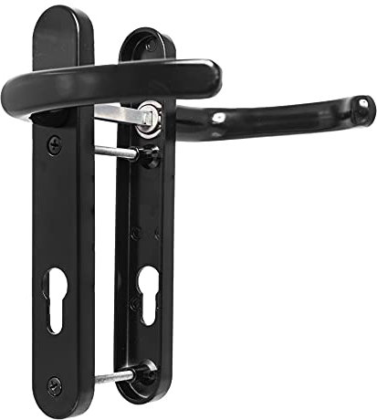 UPVC Door Handles Set - Black - Lever/Lever - 92mm PZ (Centres) - 122mm Screw to Screw - Backplate 212mm X 34mm - UPVC Door Handle - Black Replacement UPVC Door Handles - PVC Door Handle