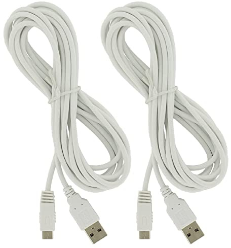 Fasizi 2PCS 3Meter extra lungo cavo di alimentazione USB per Wii U GamePad (10 piedi / 3 metri) - bianco