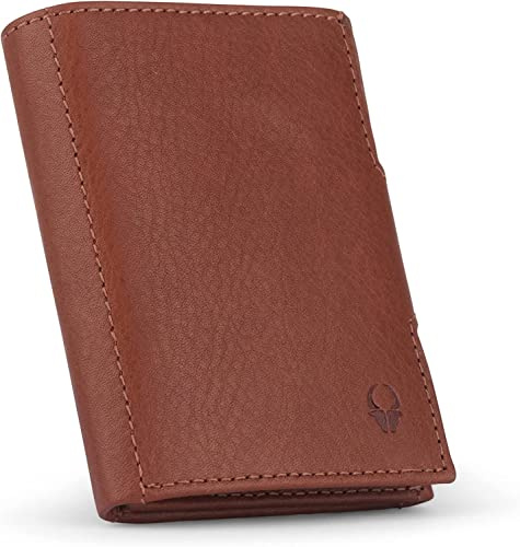 DONBOLSO Wallet NextGen Leder - Slim Wallet mit Münzfach - Geldbeutel mit RFID Schutz - Kartenetui bis 11 Karten - Mini Portemonnaie für Herren und Damen - Geldbörse - Nappa Braun