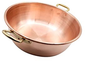 CREARTISTIC Bassine à confiture - Casserole en cuivre pour faire des confiture - Casserole avec 2 poignées - 26 cm - Fait main - Fabriqué en Italie 100% - Cuivre pur - Martelé à la main