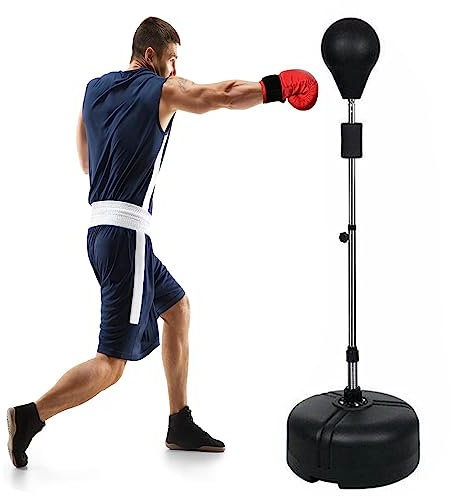 Punchingball Boxstand Boxsack Stehend 120-160cm Höhenverstellbarer Standboxball Stahlfeder Bounce Back Faster Speed-Reflex Trainingsball für Erwachsene Kinder