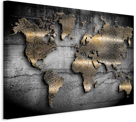 B&D XXL - Akustikbild Kontinente Textur Schwarz, 60x40 cm, 1-teilig, Büro | Verbessert Raumakustik, reduziert Hall, ideal fürs Büro oder Wohnzimmer, hochwertige Verarbeitung, schnelle Montage, stilvoll