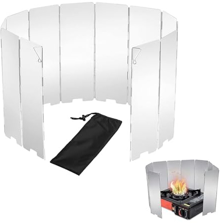 Pare-Vent Pliable Aluminium,Plaques Pare-Brise de Camping,Camping Plein Air Pare-Brise,Protection antivent pour réchaud à gaz Pliable,pour Camping Réchaud Extérieur,Pique-Nique (10 Plaques)